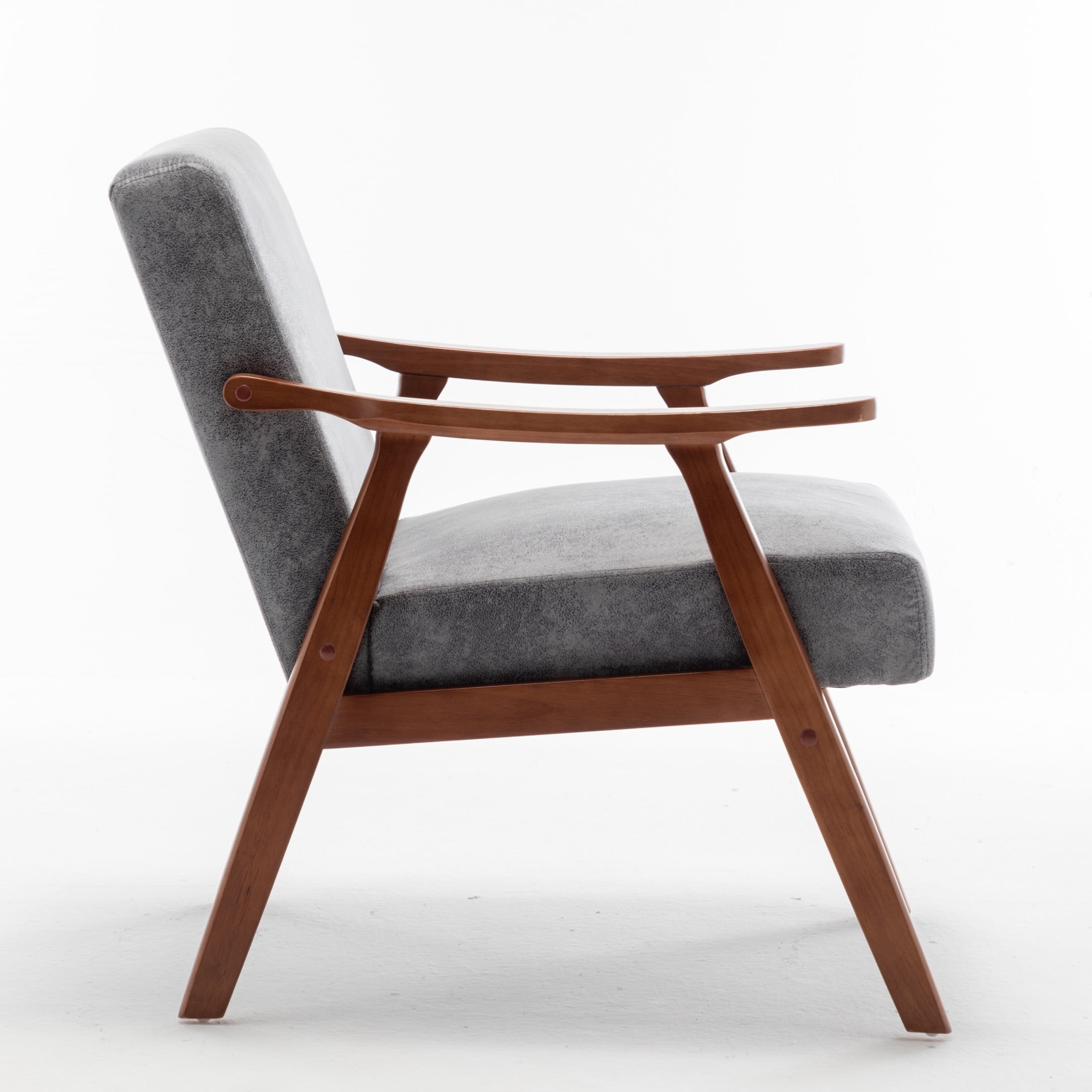 Noble House Jesse Modern Accent Chair, Solid Wood Thick Backrest Upholstered Lounge Armchair, Gray