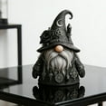 thumbnail image 5 of Gothic Wizard Gnome Figurine, Halloween Gothic Gnomes Collectible Fall Decor, Resin Wizard Statue for Indoor Scary Table Shelf Tier Tray Ornament, Spooky Home Decoration Gift, 5 of 9