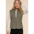 thumbnail image 3 of Saronite Solid Suede Piping Front 2 Pockets Quilted Padding Casual Vest, Olive oil (Women's), 3 of 5