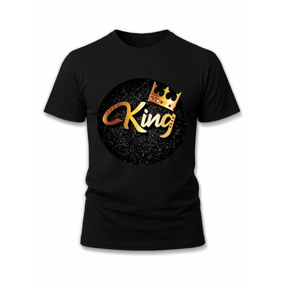 Greenink King Crown Black T-Shirt Men t shirt black top graphic tees Stylish summer outerwear For summer Casual Daily Wear Retro Unisex Shirt Printed tshirts