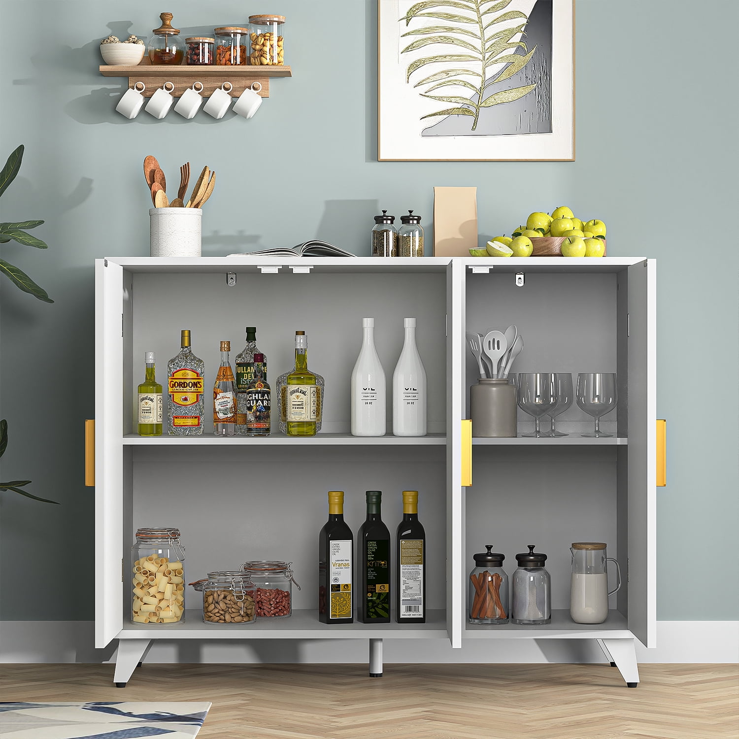 Spaco High-Quality MDF Accent Cabinet, Groove Texture, Solid & Durable, Ideal for Dining Room, Kitchen Spaco High-Quality MDF Accent Cabinet, Groove Texture, Solid & Durable, Ideal for Dining Room, Kitchen