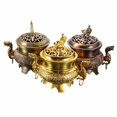 thumbnail image 5 of Alloy Incense Burner Double Dragon Style Hollow Cap Censer Cone Holder Decor, 5 of 5