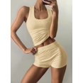 thumbnail image 4 of Women'S Slim Fit Sports Shorts Set Sleeveless Top and Shorts Yellow L, 4 of 7