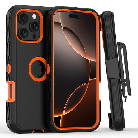 Topelectronic for iPhone 16 Pro Max Case with Belt Clip Holster Military Grade Heavy Duty 3 in 1 Shockproof Armor iPhone 16 Pro Max 6.9 inch 2024 Phone - Orange