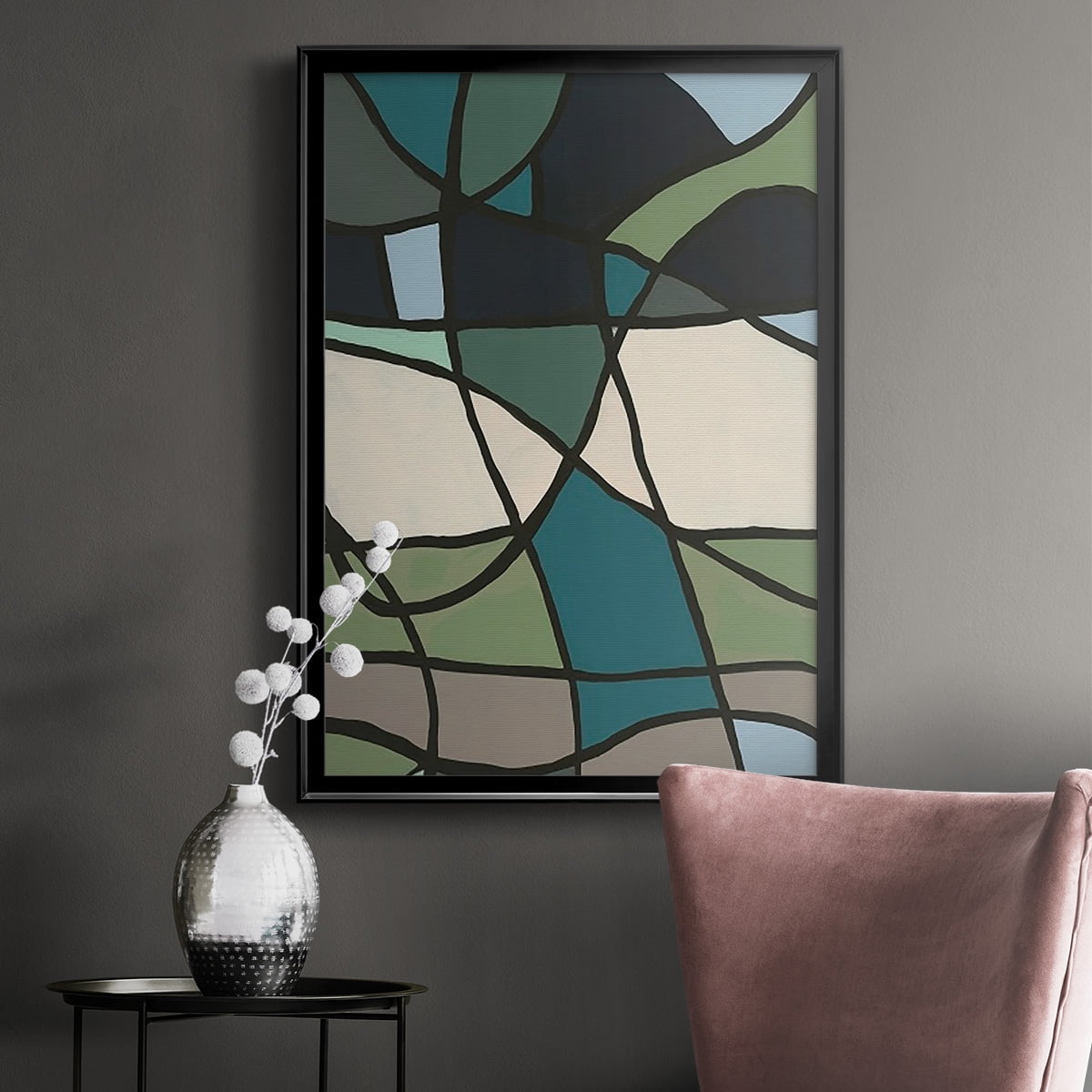 Multicolor Stained Glass I Premium Framed Print, in Gold, Black, or Silver - Ready to Hang
