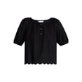 thumbnail image 5 of Time and Tru Women's Linen Blend Blouse with Scalloped Hem, Sizes XS-XXXL, 5 of 5