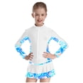 thumbnail image 2 of Lejafay Kids Girls Athletic Sport Jacket Zipper Figure Ice Skating Training Top Long Sleeve Sparkly White 4, 2 of 6