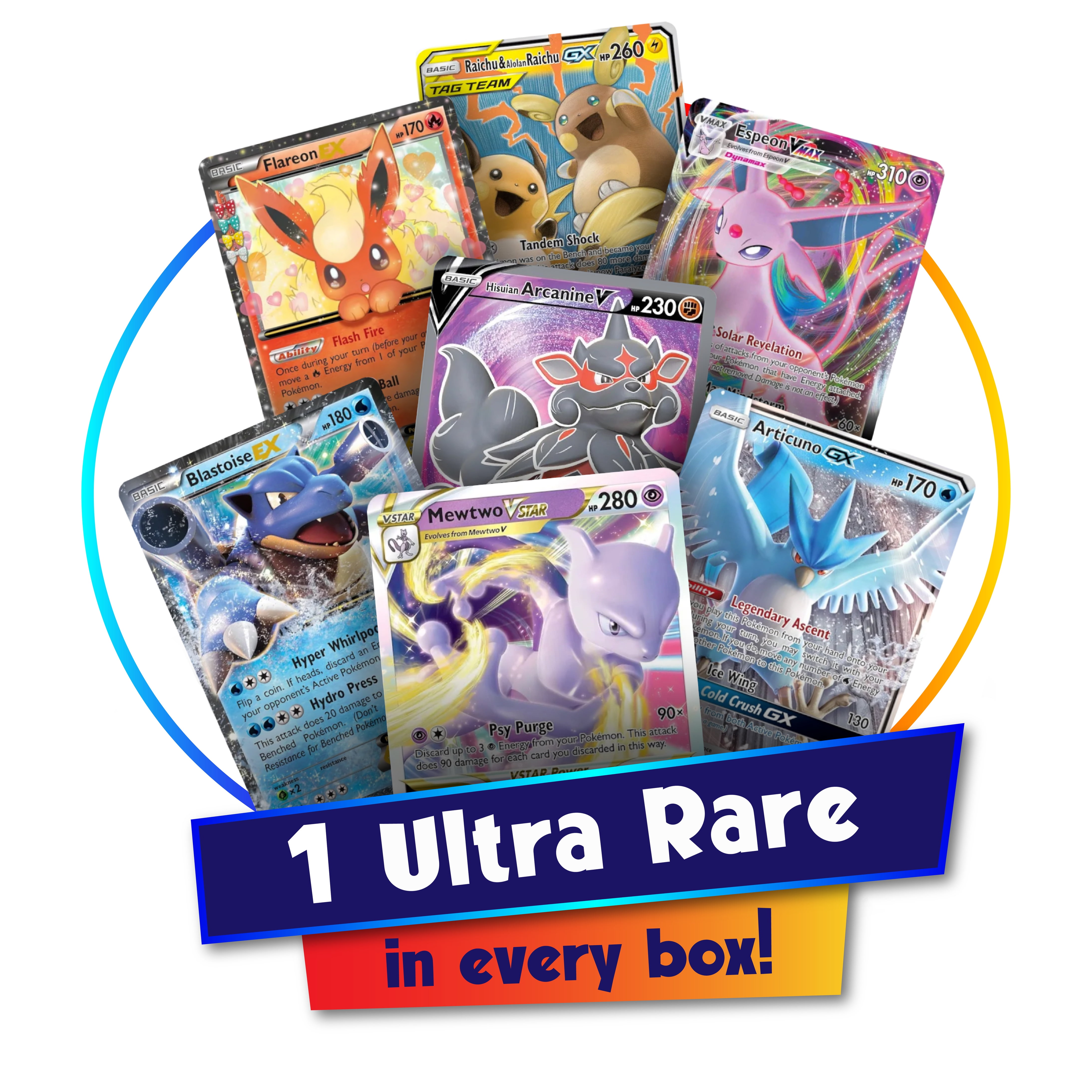 Ultra Rare Starter Bundle | 100+ Authentic Cards | 1x Ultra Rare Guaranteed  | Legendary, VSTAR, VMAX, V, GX, or EX | Plus Bonus 10x Holos or Rares 
