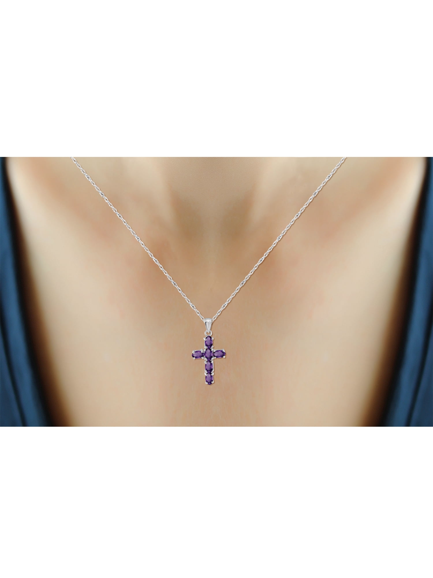 JewelersClub Silver Cross Necklaces for Women –Silver Cross Necklace for Women Over .925 Sterling Silver Cross – Amethyst Necklace – Hypoallergenic Cross Pendant