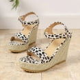 thumbnail image 4 of Viluyesy Womens Heeled Sandals, Ankle Strap Open Toe Leopard Print High Heels Slingback Shoes Beige, 4 of 7