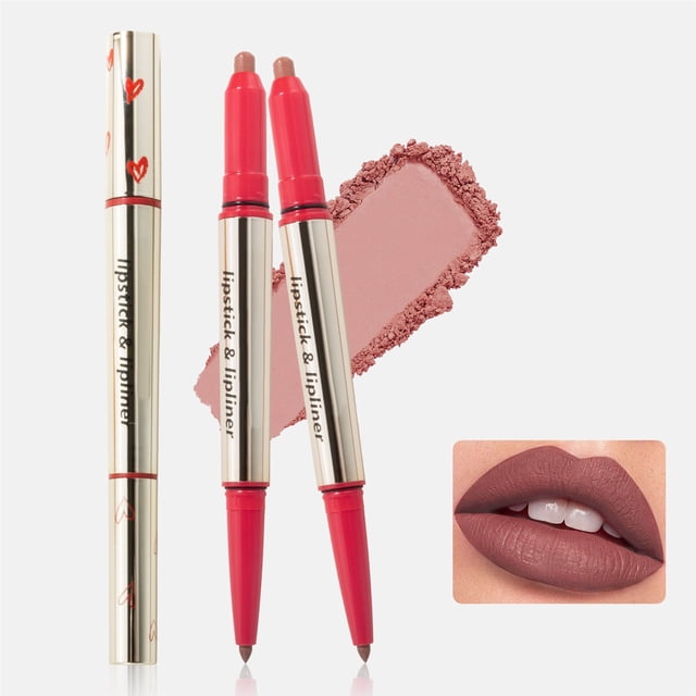 Double Ended Lipstick Lip Liner Two In One Multi Color Long Lasting Lip Plumping Non Fading Liner Pen, Lip Liner