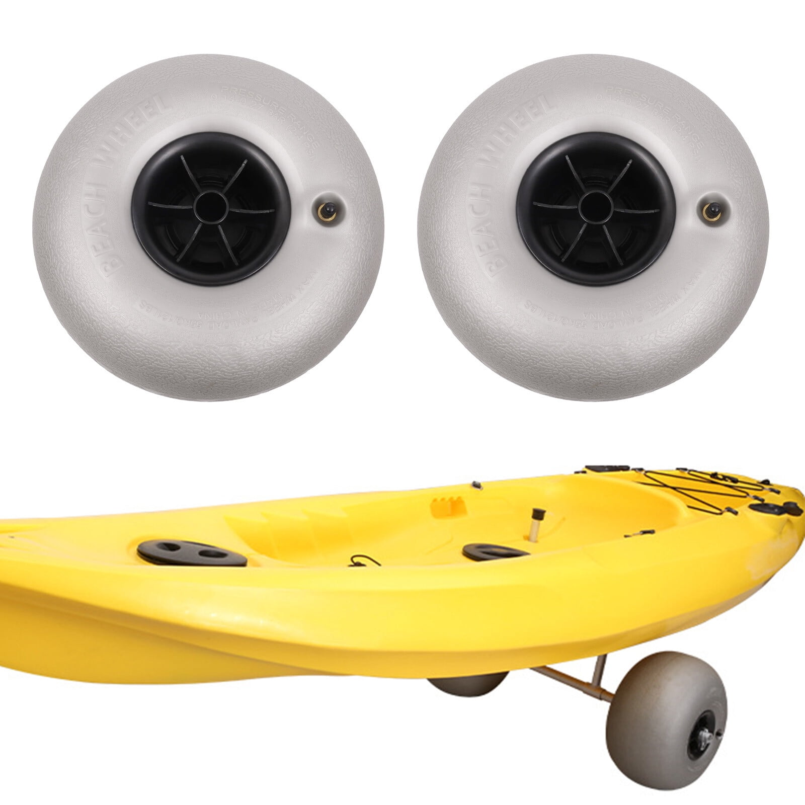 2Pcs Balloon Wheels 10" Replacement Big Beach Sand Tires Silver Gray for Kayak Dolly Canoe