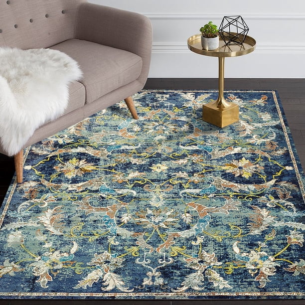 Lr Home Gala Distressed Floral Blue Navy Multi Indoor Area Rug 8 X 10 Walmart Com Walmart Com