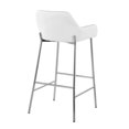 thumbnail image 4 of Lumisource Daniella Contemporary Fixed-Height Bar Stool in Chrome Metal and White Faux Leather - Set of 2, 4 of 7