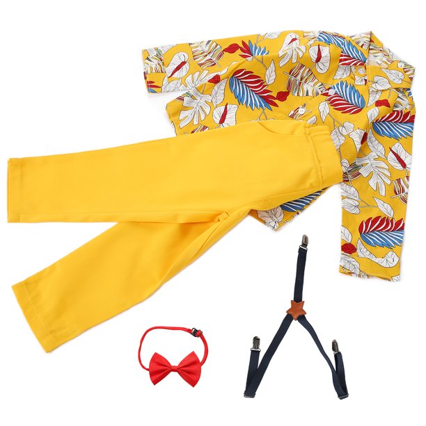 Trajes Para Bebés Traje De Caballero Algodón Suave Cómodo Transpirable A La Moda Lindos Conjuntos De Ropa Para Niños Mantener El Color Amarillo Cálido Para La Fiesta De ANGGREK Otros
