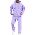 thumbnail image 3 of Frnrwgo Men's 2-Piece Hoodie and Pants Set Loose Fit Warm Comfortable Casual Tracksuit Fall Winter Outfit with Pockets, 3 of 8