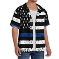thumbnail image 2 of Gukieu Thin Blue Line Flag Print Men's Short-sleeved Shirts, Button-down Pocket Shirts, T-shirts, Beach Vacation Travel Summer Clothing-3X-Large, 2 of 5