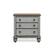 Homestyles Plymouth Weathered Gray Nightstand with Three Drawers