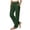 Army Green, variant on Linen Straight Leg Pants for Women Elastic High Waist Side Split Button Hem Casual Trousers with Side Pockets
