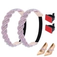 thumbnail image 1 of Uxcell 2 pares de correas para zapatos de tacón, correas elásticas con strass, reemplazo de cordones para mujeres, rosa + plateado degradado, 1 of 7