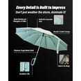 thumbnail image 4 of Automatic Reverse Umbrella with Carabiner Clip Handle - Windproof Travel Compact Folding Design, Reflective Safety Strip & Push-Button Open/Close for , Commute, 4 of 6