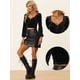 thumbnail image 2 of Top recortados con junta tórica para mujer Blusa de terciopelo de manga larga con cuello en forma de corazón Negro XS, 2 of 5