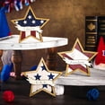 thumbnail image 4 of Americana Decor Wooden Star Set, 4th of July Decorations Patriotic Memorial Day Tiered Tray, Red White Blue Home Office Table Decor, 4 of 7
