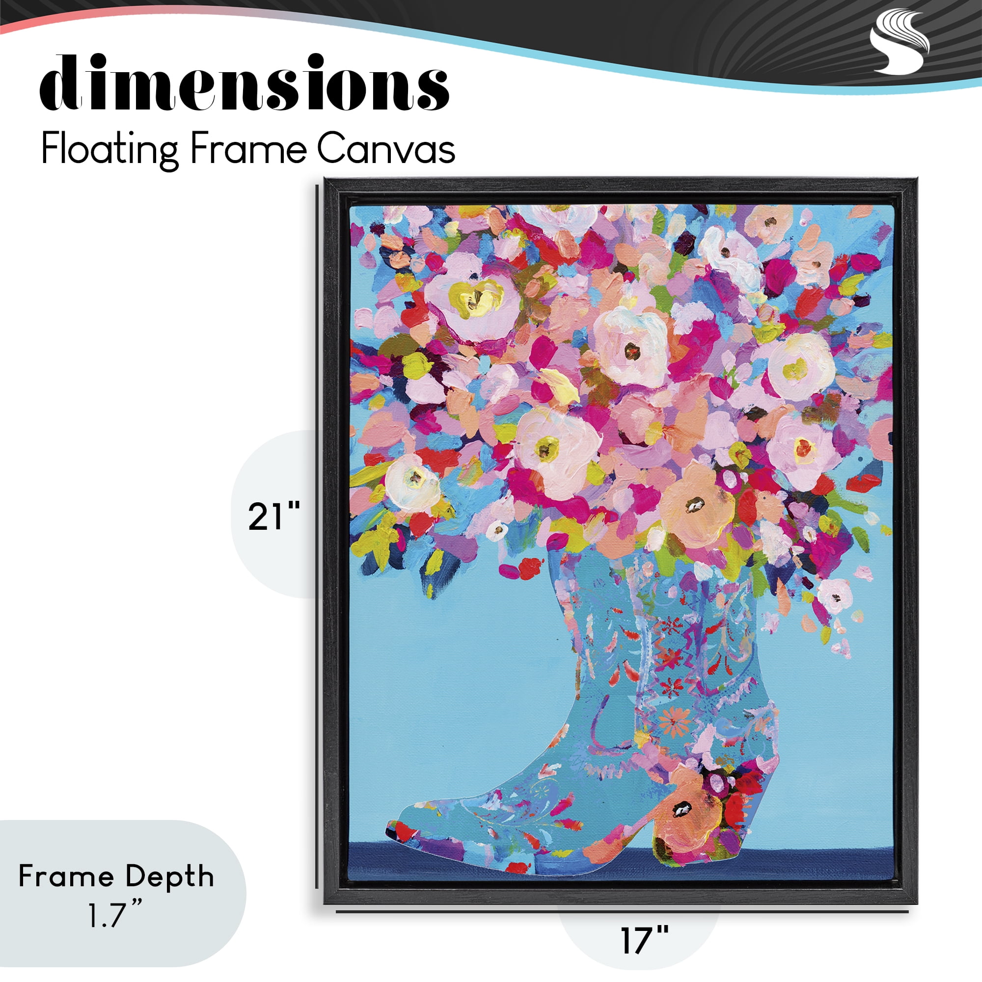 Stupell Industries Cowgirl Dabs of Color Black Framed Floater Canvas Wall Art, design by Kamdon Kreations