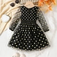 thumbnail image 5 of Ydojg Toddler Girls Dresses Winter Childrens New Autumn Golden Polka Dot Tulle Dress For Girls Black 7-8 Years, 5 of 6