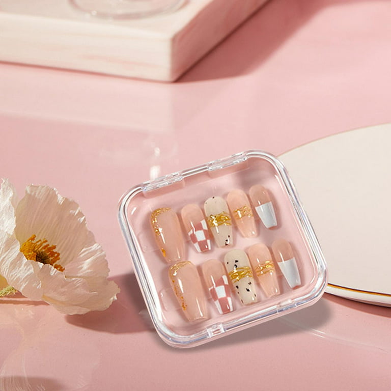 10 Pieces Press on Nail Storage Box Nail Packing Box for Home Use Nail  Salon Pink 