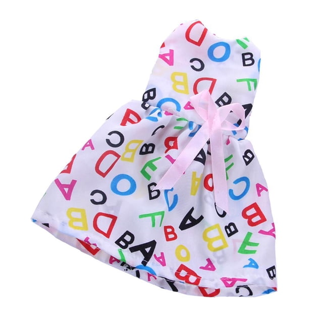 Vestido sin mangas con estampado de alfabetos de ropa de muñeca para muñeca de 14 pulgadas
