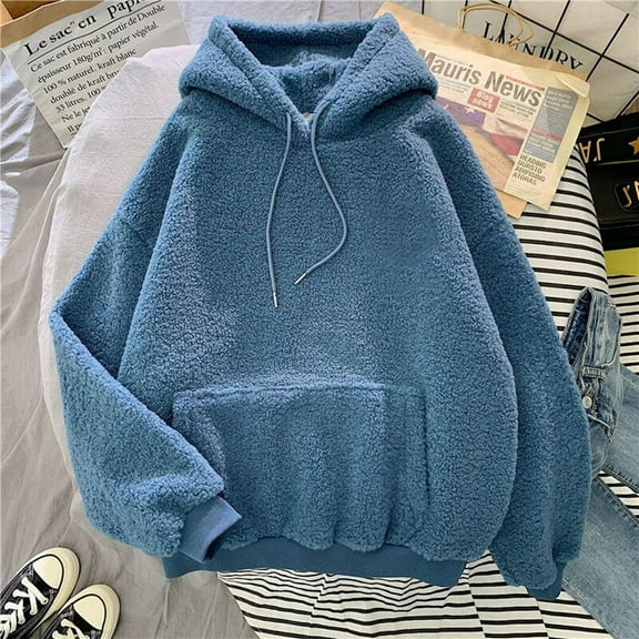 Women's Cute Casual Solid Color Hooded Thickened Autumn Winter Comfortable Warm Sweatshirt Jacket Extra Long Zipper Hoodie Long Tunic Sweatshirt Casual Sweatshirt for Women Fall Light Sweatshirts