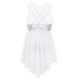 thumbnail image 2 of LiiYii Kids Girls Sequined Lyrical Ballet Dance Dress Sleeveless Cutout Back Irregular Tulle Skirt White 12, 2 of 7