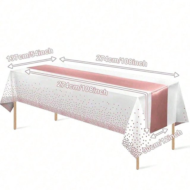 Nappe de banquet Exquise Rose Doré Spéciale Résistante à l'Usure 137*274CM polyester pour Rendez-Vous