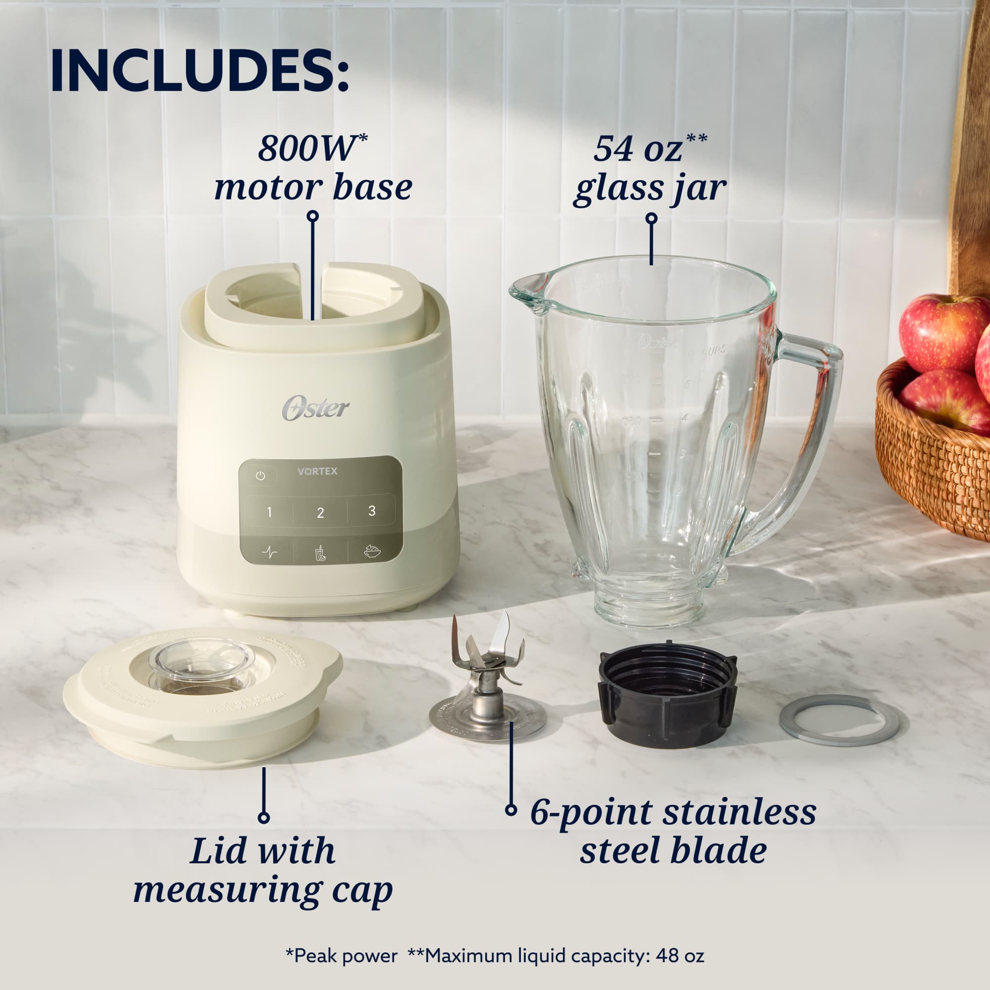 Oster 800-Watt Vortex Programmable Blender With 7 Cup Glass Jar& All-Metal Drive, Oatmilk