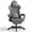 PU Leather-Dark Gray, variant on Huracan Velvet Fabric Gaming Chair for Adult Adjustable Height Video Gamer Chair with Footrest&Massage Lumbar Cushion High Back Computer Deak Chair for Office Home,Black+Purple