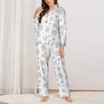 thumbnail image 2 of Gukieu Snowflake Minimalist Print Women's Long Sleeve Pajama Set, Button Top Elastic Pocket Pajama Pants Two Piece Set Home Wear-X-Large, 2 of 7