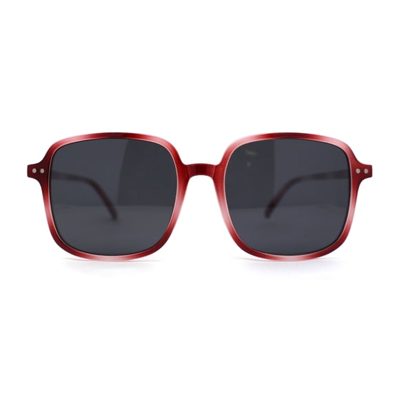 Womens Polarized Thin Plastic Mod Oversize Rectangle Sunglasses Red Tortoise Black