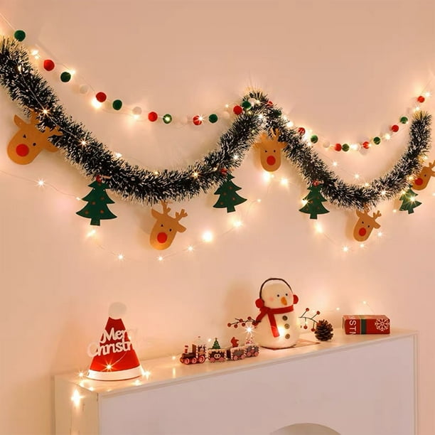 Cinta Decorativa Navideña | Guirnalda Navideña de Plástico Multicolor de 78,7 Pulgadas de Largo | Decoración Navideña con Temática de Papá Noel | Fondo para Mesa de Postres | Alegra El Ambiente Festi