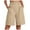 Khaki, variant on Women's Linen Shorts Wide Leg Dress Casual Summer Pleated Shorts High Waisted with Pockets 7" 10"