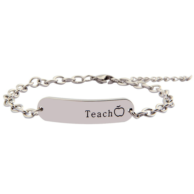Teacher Gift Teach Love Inspire Jewelry Appreciation Gift for  teachers(Silver)