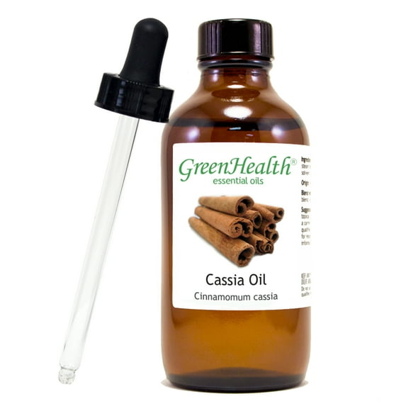 Cinnamon (Cassia) Essential Oil - 4 fl oz (118 ml) Glass Bottle w/ Cap & Additional Glass Dropper - 100% Pure Essential Oil by GreenHealth