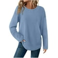 thumbnail image 2 of ZHYou Women's Oversized Ribbed Knit Tunic Tops,Long Sleeve,Crew Neck,Loose Fit Casual Pullover Sweaters,Light Blue,Size M, 2 of 8