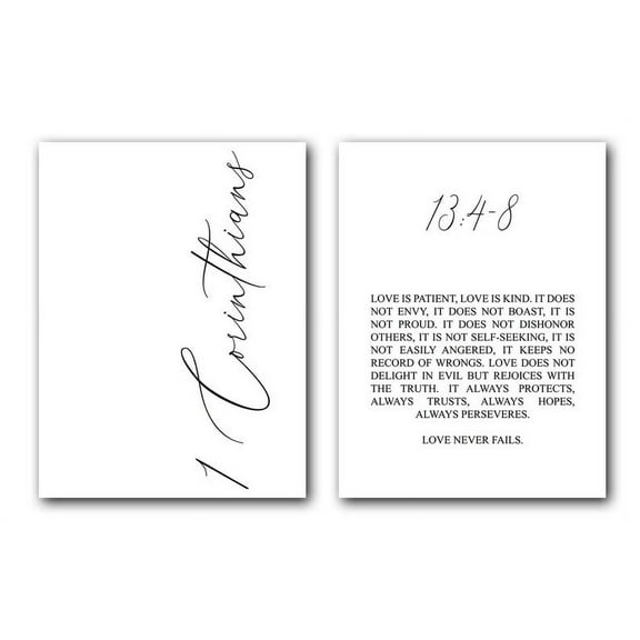 1 Corinthians 13:4, Love Is Patient Love Is Kind, Bible Verse, Set of 2 Prints, Home Wall Art Decor