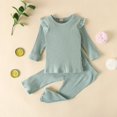 thumbnail image 3 of Infants Girls Top, Fall Trousers, Stripes Ruffle Round Collar Long Sleeves Elastic Kids Sleep Clothes, 3 of 4