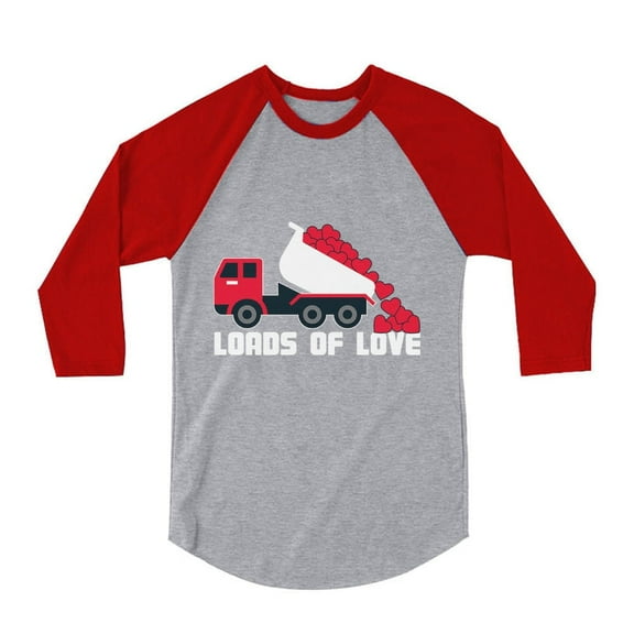 Tstars Unisex Toddler Valentine's Day Baseball Jersey Loads of Love Dump Truck Gift for Kids 3/4 Sleeve