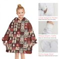 thumbnail image 6 of Red Christmas Collage Pattern Blanket Hoodies for Kids 6-13YR Oversize Wearable Blanket Hoodies for Boys Girls Teens, 6 of 7