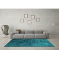 thumbnail image 3 of Ahgly Company Machine Washable Indoor Rectangle Oriental Turquoise Blue Industrial Area Rugs, 2' x 5', 3 of 4