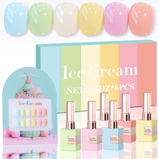 Set de esmaltes en gel Double Rhythm, 6 unidades, 15 ml, botella del mismo color