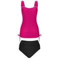 thumbnail image 7 of Womens Bikini Swimsuits Two Piece Ruched Bathing Suits Drawstring High Waist Modest Tankini Swimwear(Hot Pink 2XL), 7 of 7
